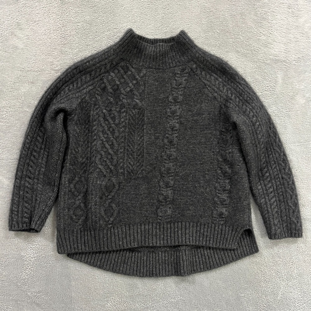 Catherine Malandrino Sweater Women PM 100% Cashmere Mock Neck Cable Knit